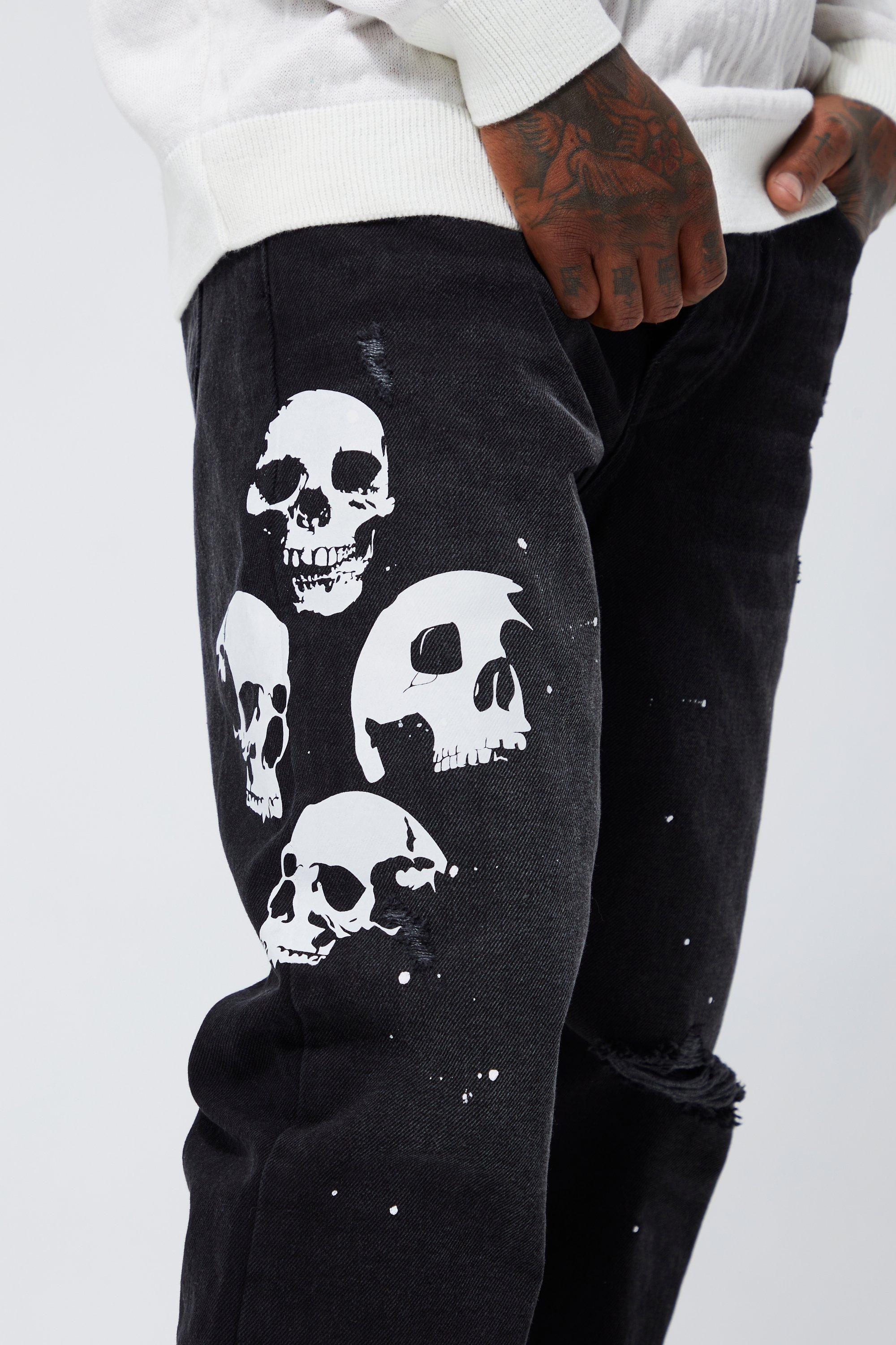 Skull store print jeans